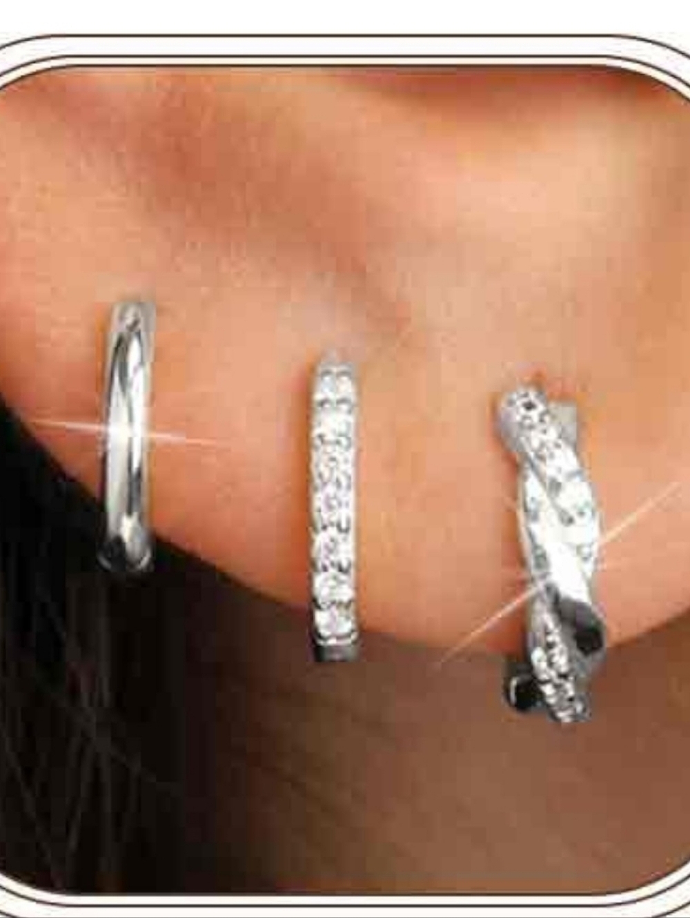 Sterling Silver Huggie Hoop Earrings - Silver